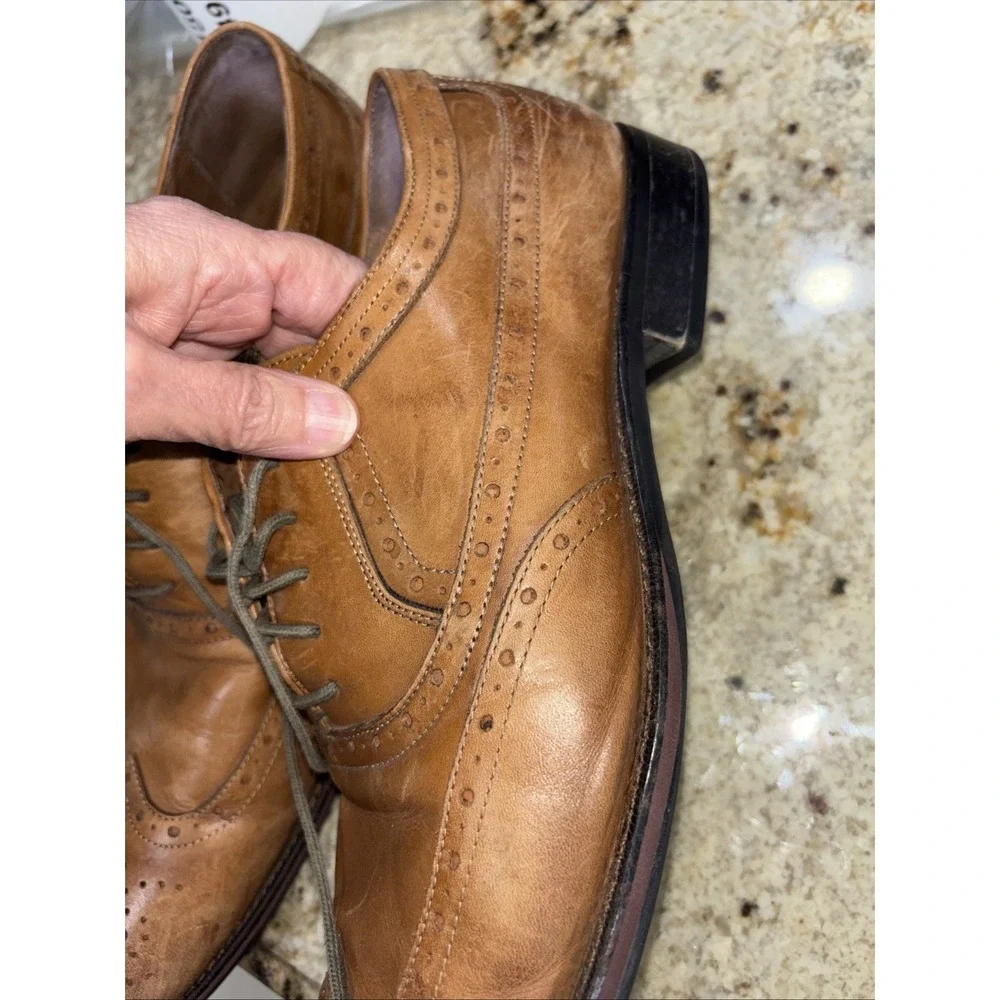 Johnston & Murphy Shoes Tyndall Wingtip Oxford Shoe Brown Leather Men's 12 M